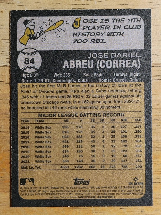 2022 Topps Heritage #84 Jose Abreu