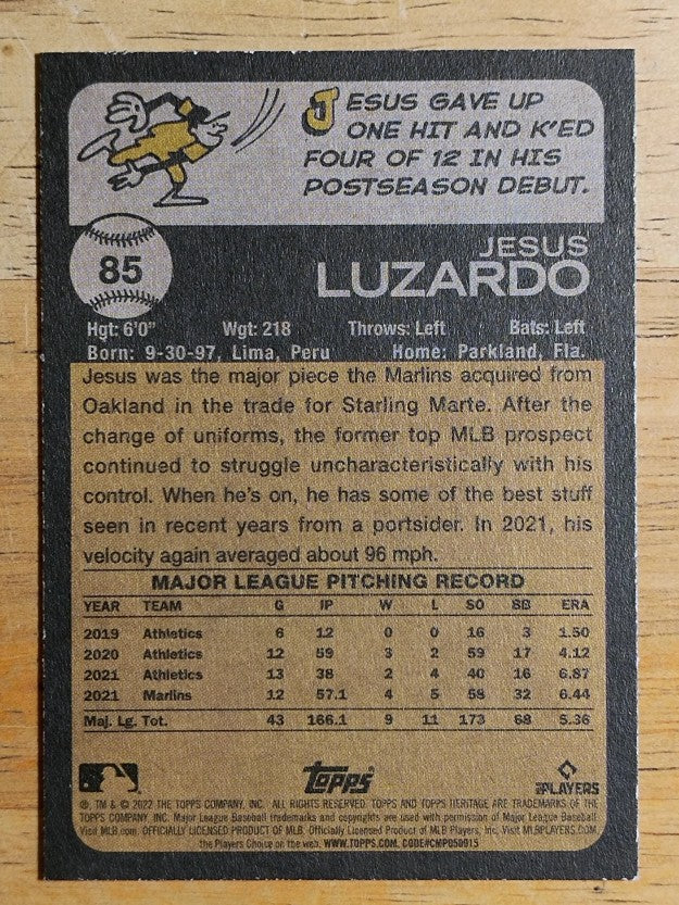 2022 Topps Heritage #85 Jesus Luzardo