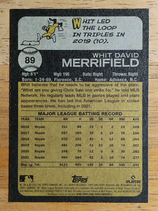 2022 Topps Heritage #89 Whit Merrifield