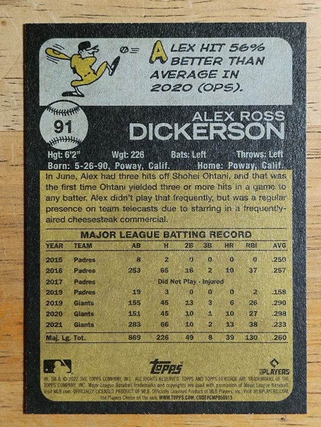 2022 Topps Heritage #91 Alex Dickerson