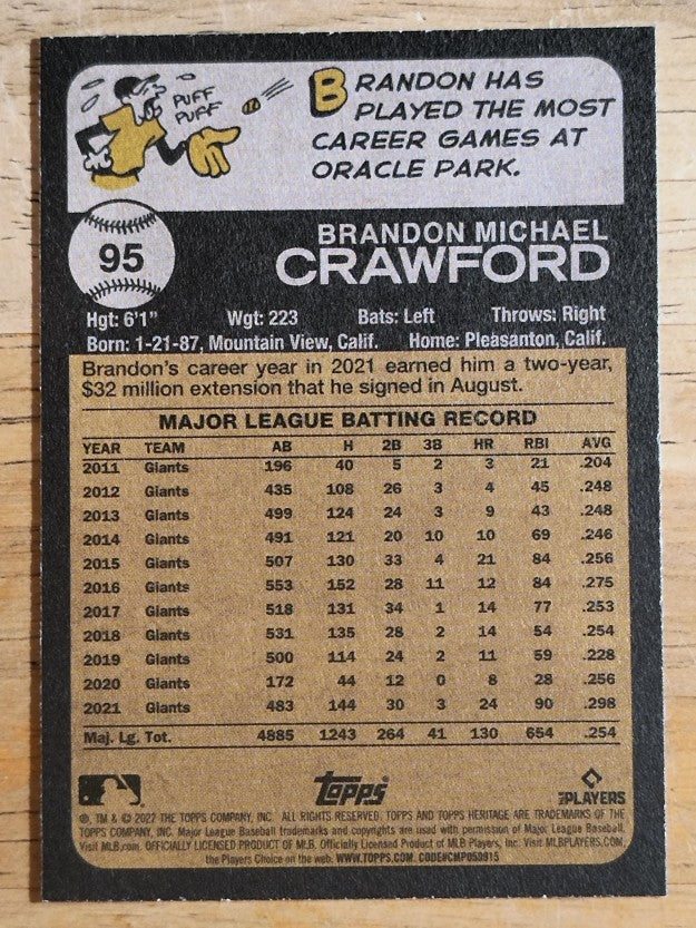 2022 Topps Heritage #95 Brandon Crawford