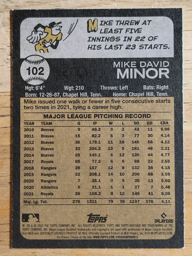 2022 Topps Heritage #102 Mike Minor