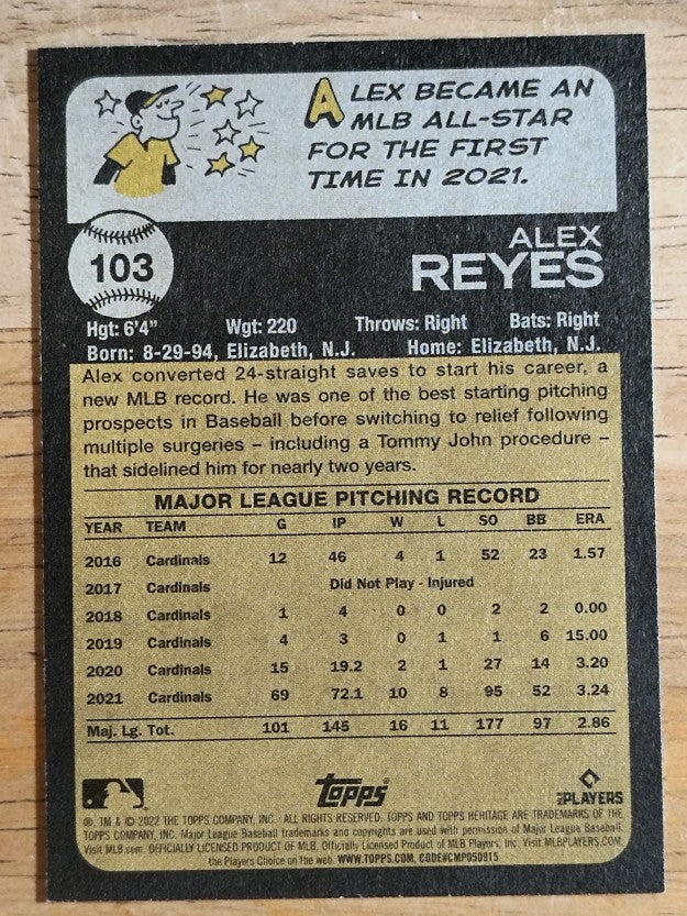 2022 Topps Heritage #103 Alex Reyes