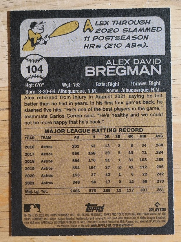 2022 Topps Heritage #104 Alex Bregman