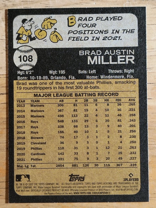 2022 Topps Heritage #108 Brad Miller