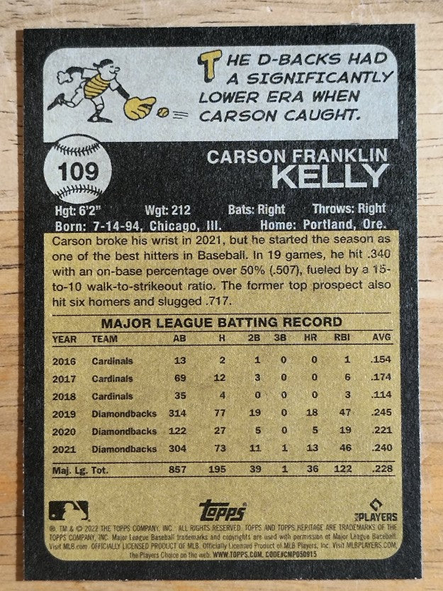 2022 Topps Heritage #109 Carson Kelly