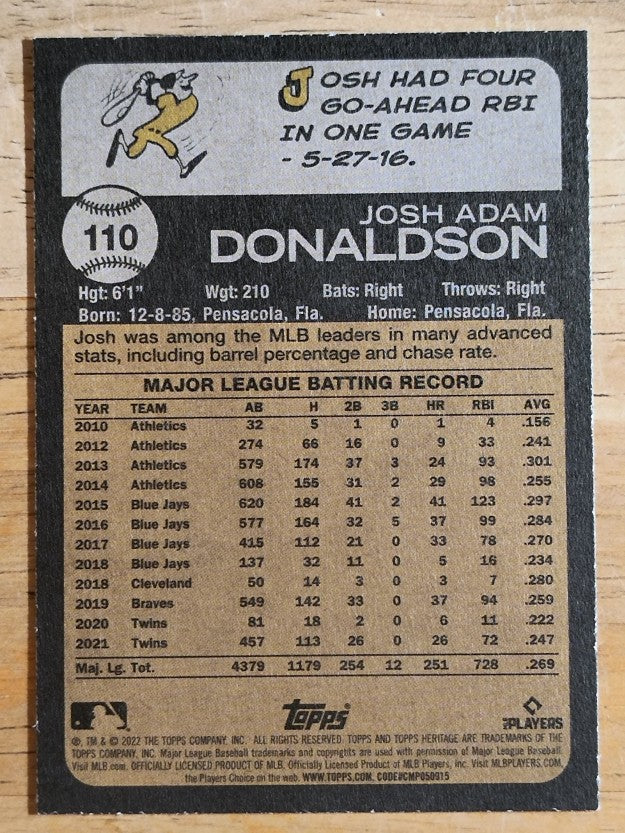 2022 Topps Heritage #110 Josh Donaldson