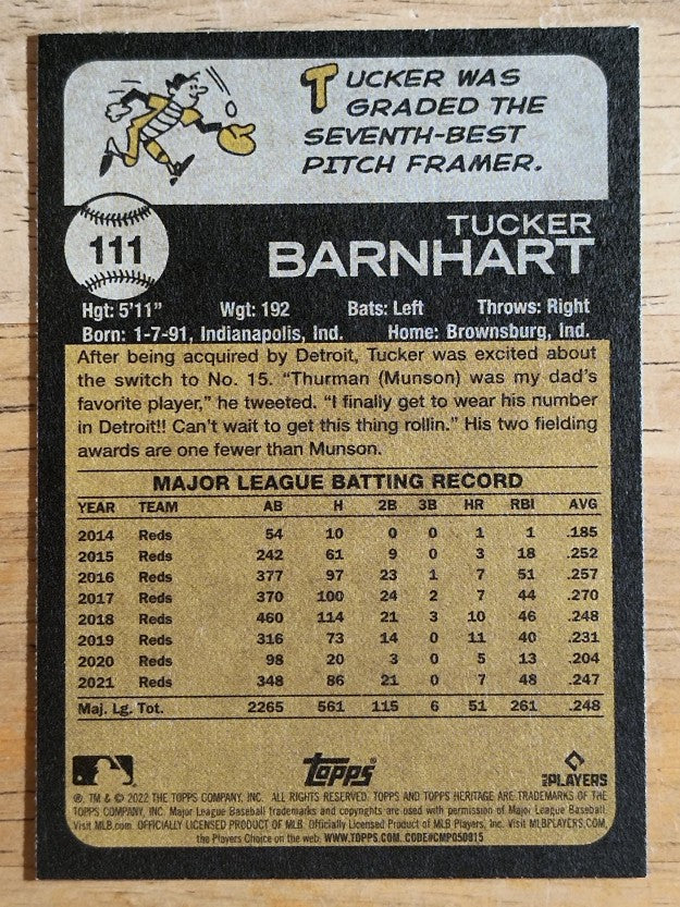 2022 Topps Heritage #111 Tucker Barnhart