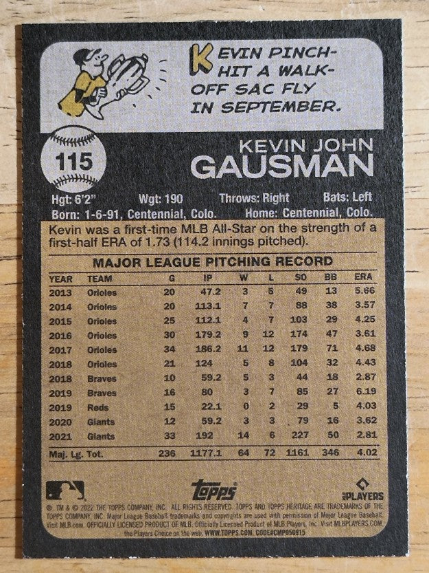 2022 Topps Heritage #115 Kevin Gausman