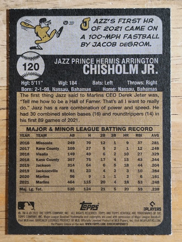 2022 Topps Heritage #120 Jazz Chisholm Jr.