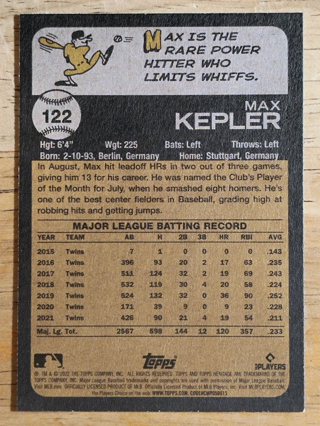 2022 Topps Heritage #122 Max Kepler