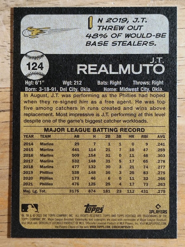 2022 Topps Heritage #124 J.T. Realmuto