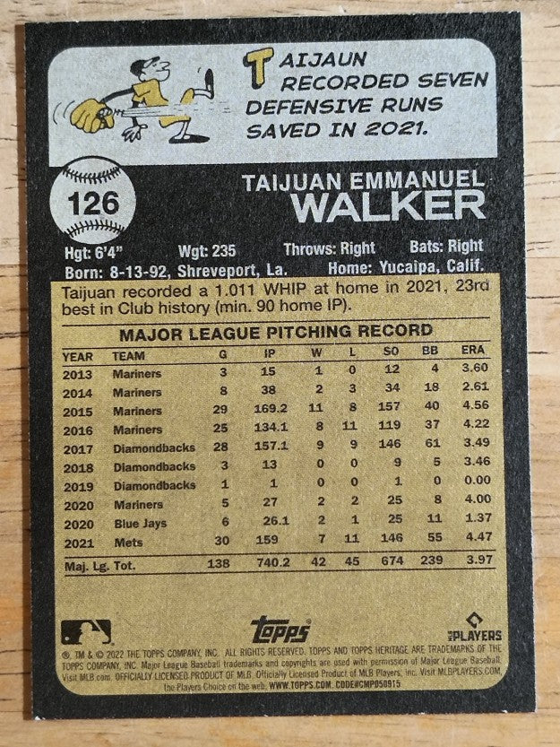 2022 Topps Heritage #126 Taijuan Walker
