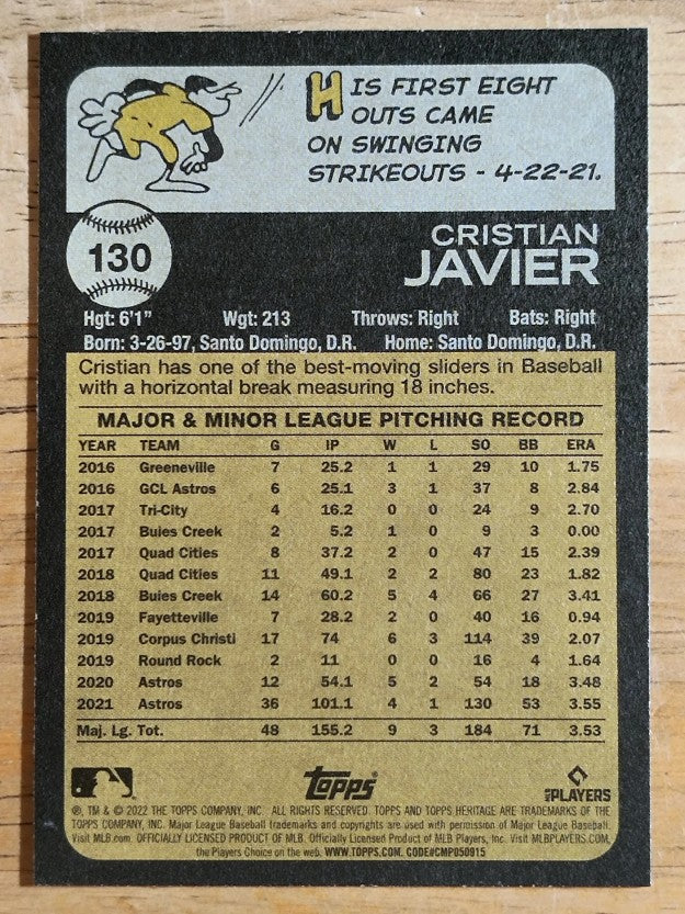 2022 Topps Heritage #130 Cristian Javier