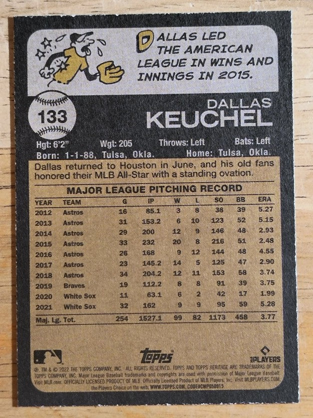 2022 Topps Heritage #133 Dallas Keuchel