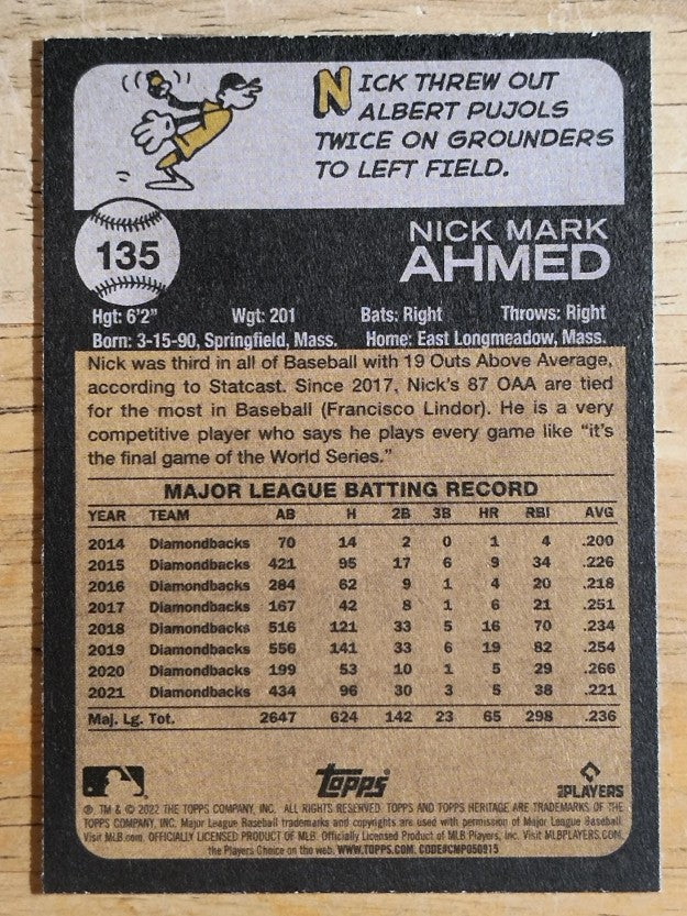 2022 Topps Heritage #135 Nick Ahmed