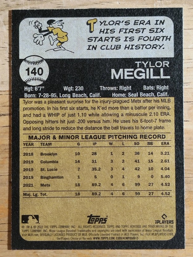 2022 Topps Heritage #140 Tylor Megill RC