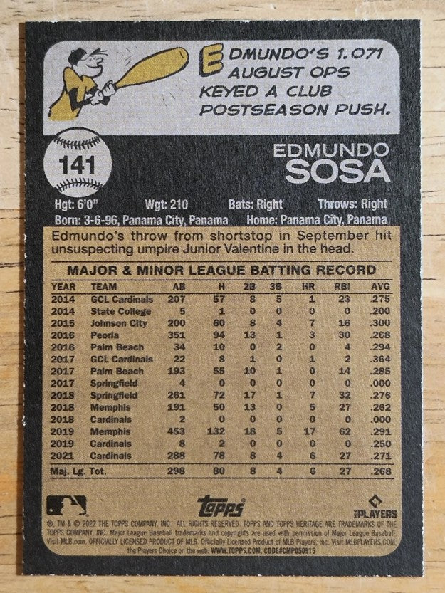 2022 Topps Heritage #141 Edmundo Sosa