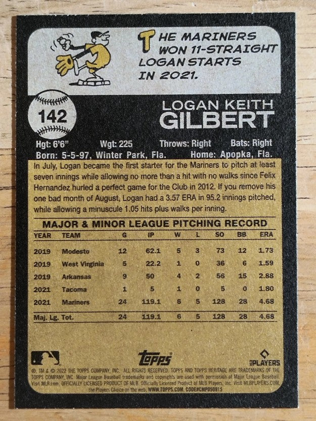 2022 Topps Heritage #142 Logan Gilbert