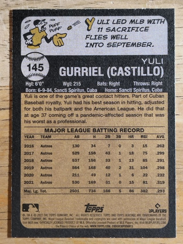 2022 Topps Heritage #145 Yuli Gurriel