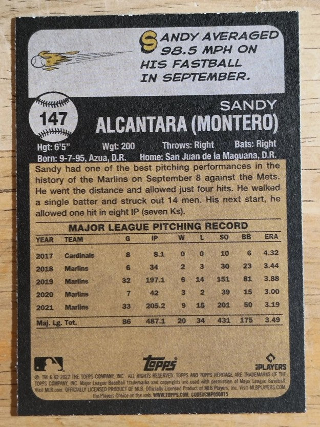 2022 Topps Heritage #147 Sandy Alcantara