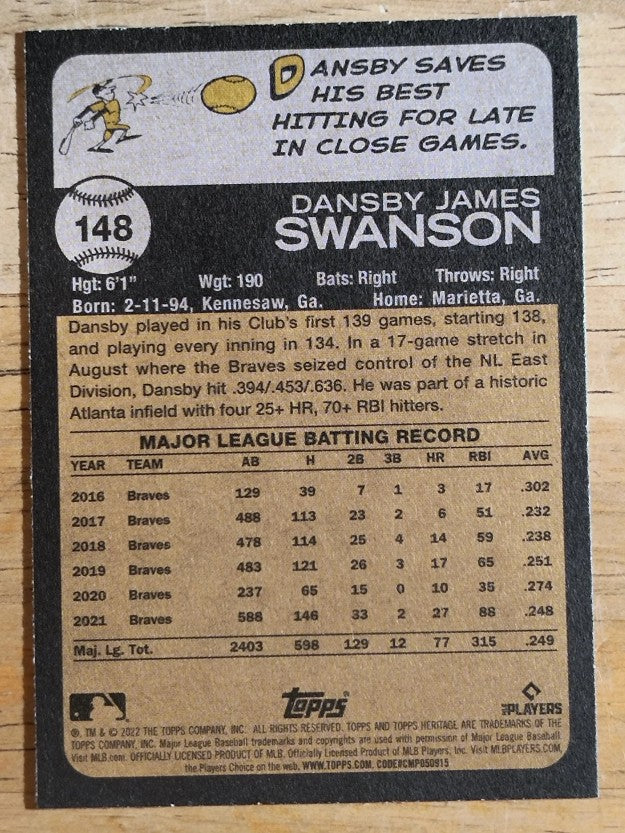 2022 Topps Heritage #148 Dansby Swanson