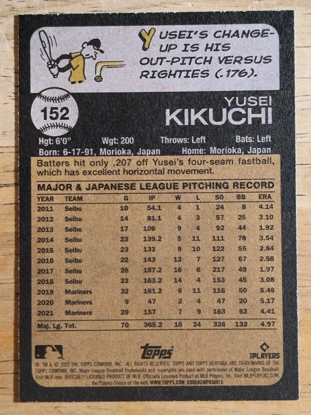 2022 Topps Heritage #152 Yusei Kikuchi