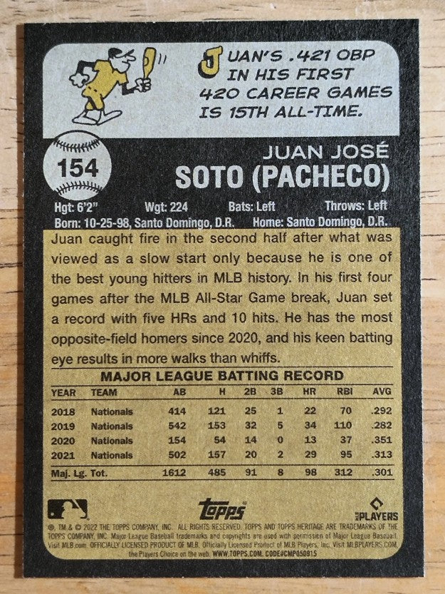 2022 Topps Heritage #154 Juan Soto