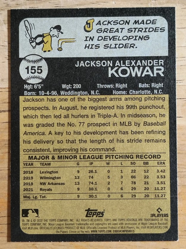 2022 Topps Heritage #155 Jackson Kowar RC