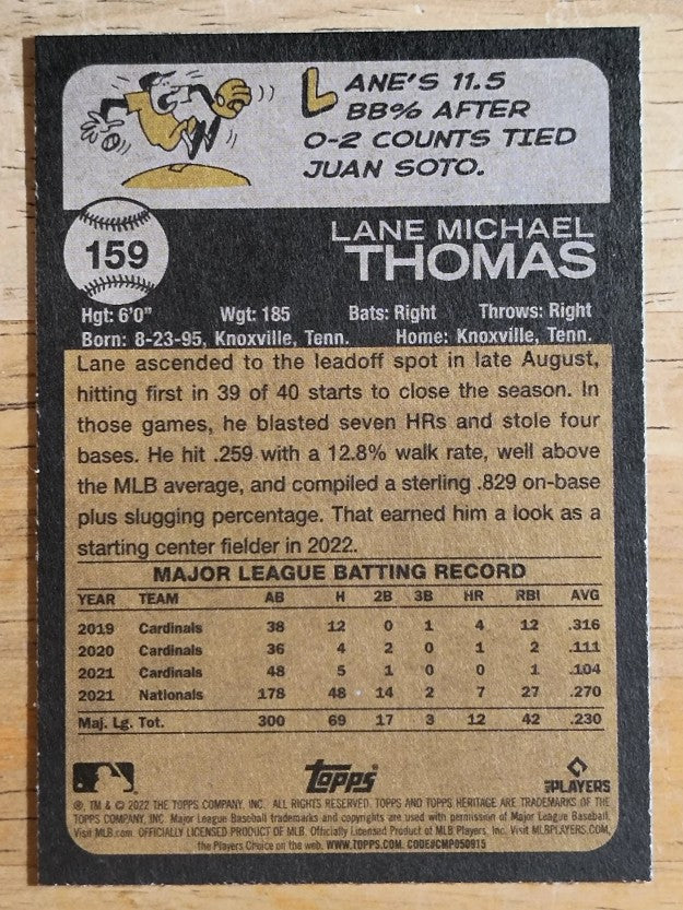 2022 Topps Heritage #159 Lane Thomas