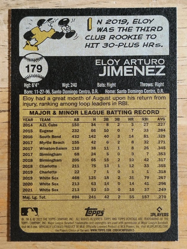 2022 Topps Heritage #179 Eloy Jimenez