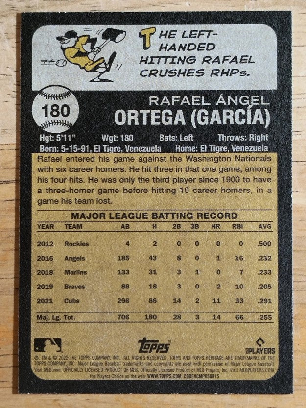2022 Topps Heritage #180 Rafael Ortega