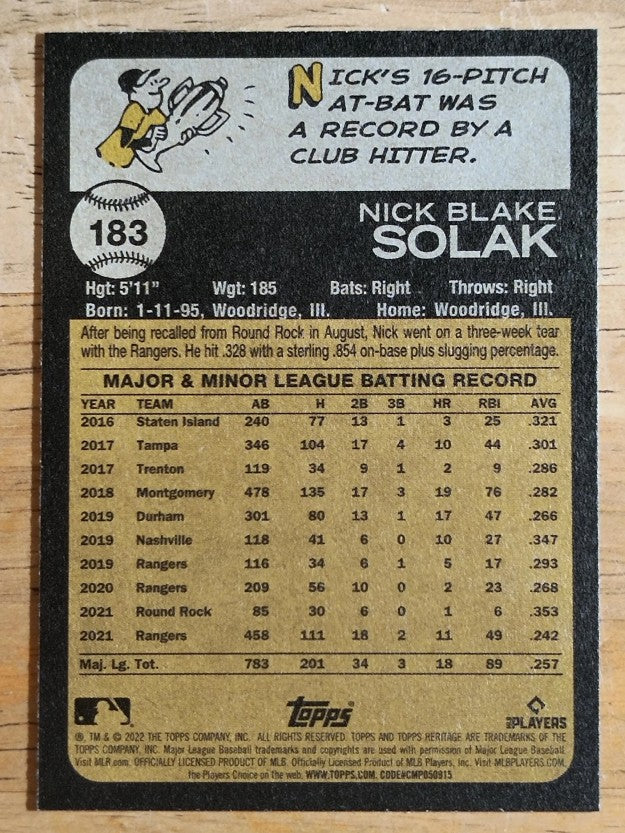 2022 Topps Heritage #183 Nick Solak