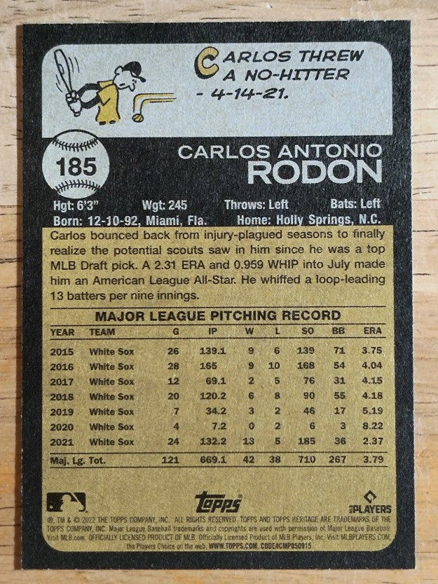 2022 Topps Heritage #185 Carlos Rodon