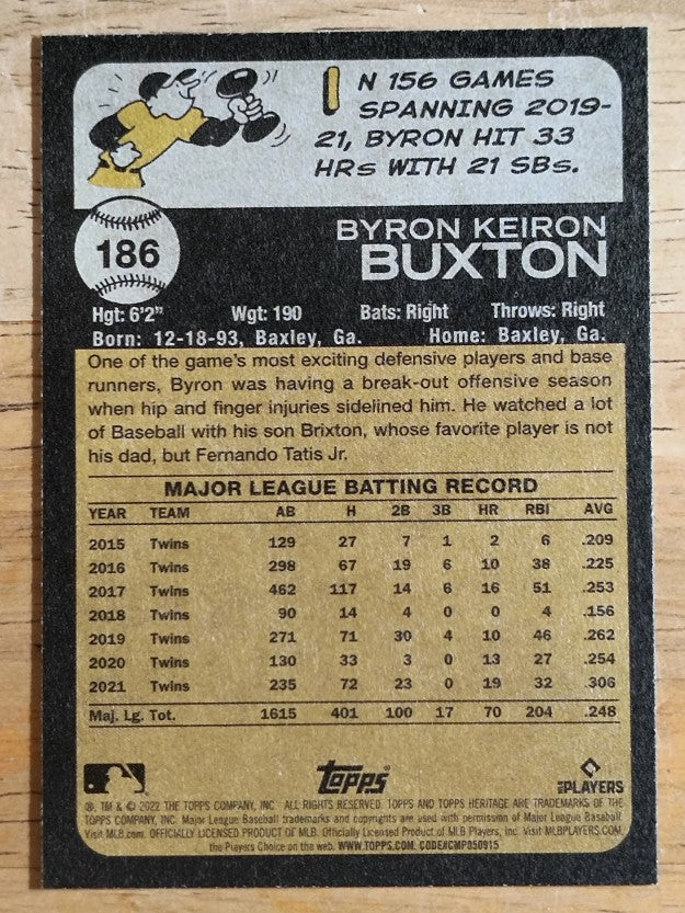 2022 Topps Heritage #186 Byron Buxton