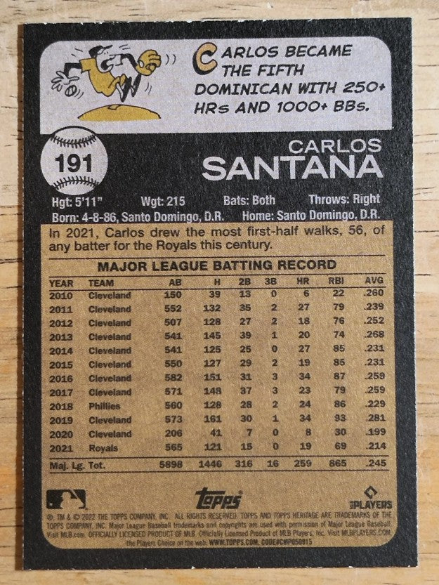 2022 Topps Heritage #191 Carlos Santana