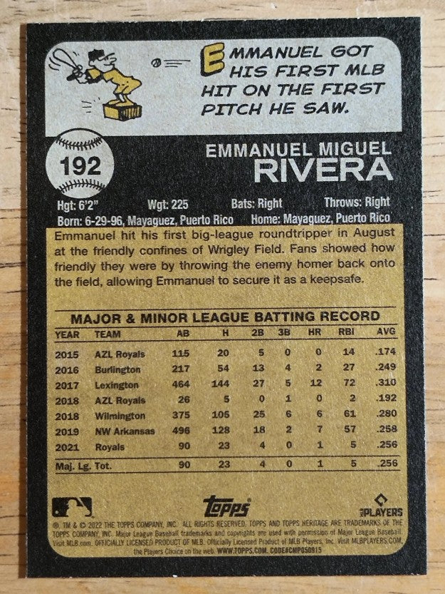 2022 Topps Heritage #192 Emmanuel Rivera RC