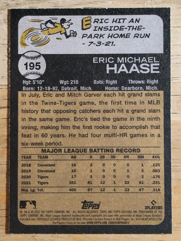 2022 Topps Heritage #195 Eric Haase