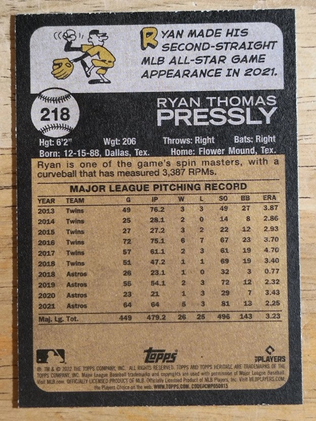 2022 Topps Heritage #218 Ryan Pressly