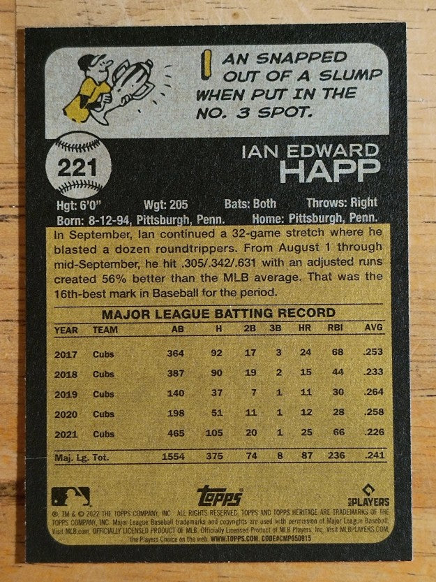 2022 Topps Heritage #221 Ian Happ