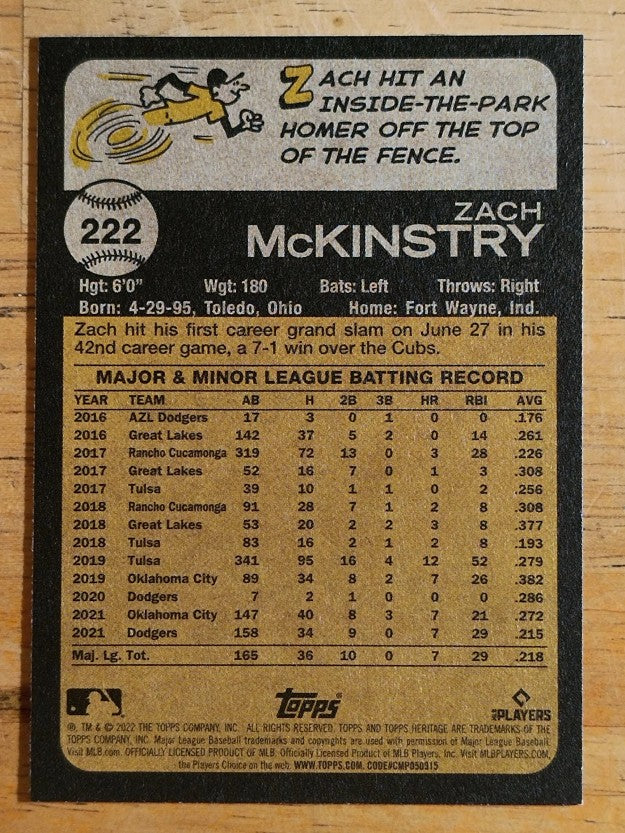 2022 Topps Heritage #222 Zach McKinstry
