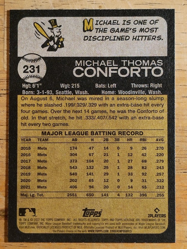 2022 Topps Heritage #231 Michael Conforto
