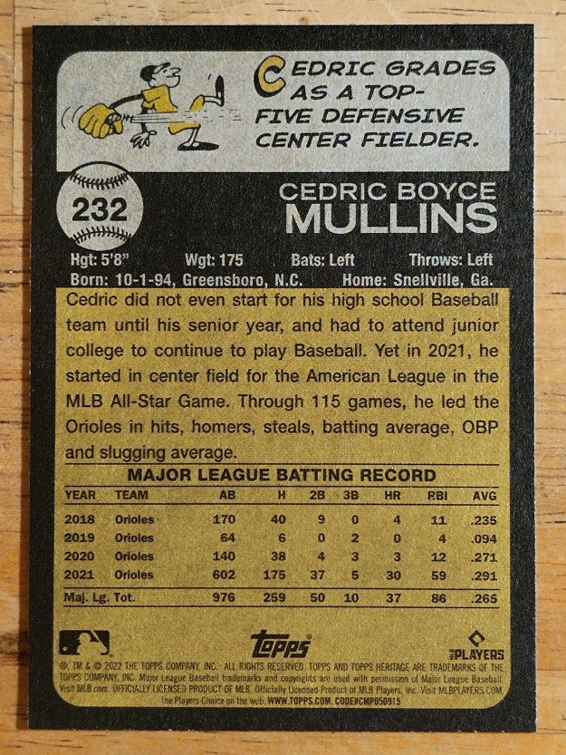 2022 Topps Heritage #232 Cedric Mullins