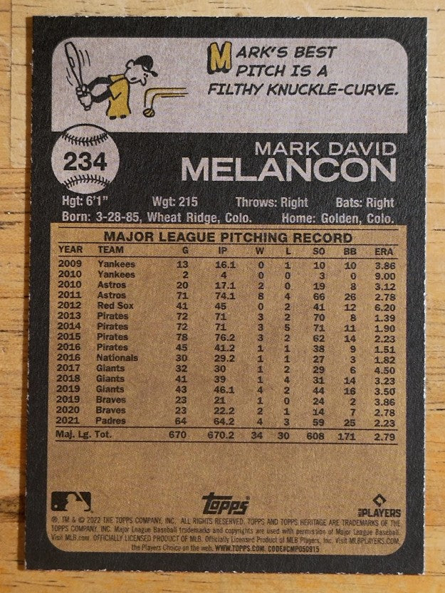 2022 Topps Heritage #234 Mark Melancon