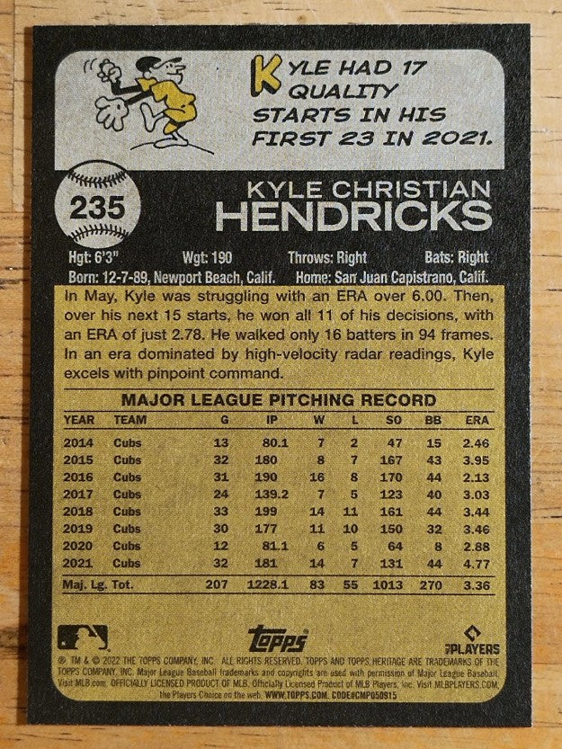 2022 Topps Heritage #235 Kyle Hendricks