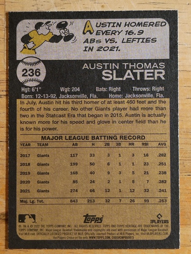 2022 Topps Heritage #236 Austin Slater