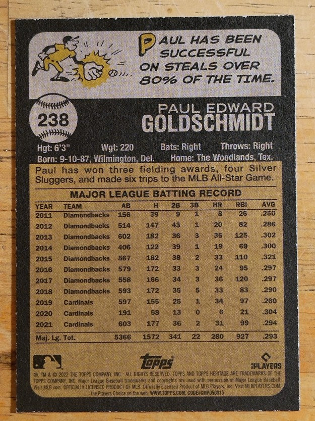 2022 Topps Heritage #238 Paul Goldschmidt