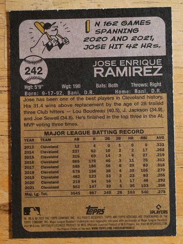 2022 Topps Heritage #242 Jose Ramirez
