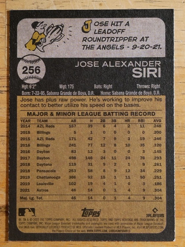 2022 Topps Heritage #256 Jose Siri RC