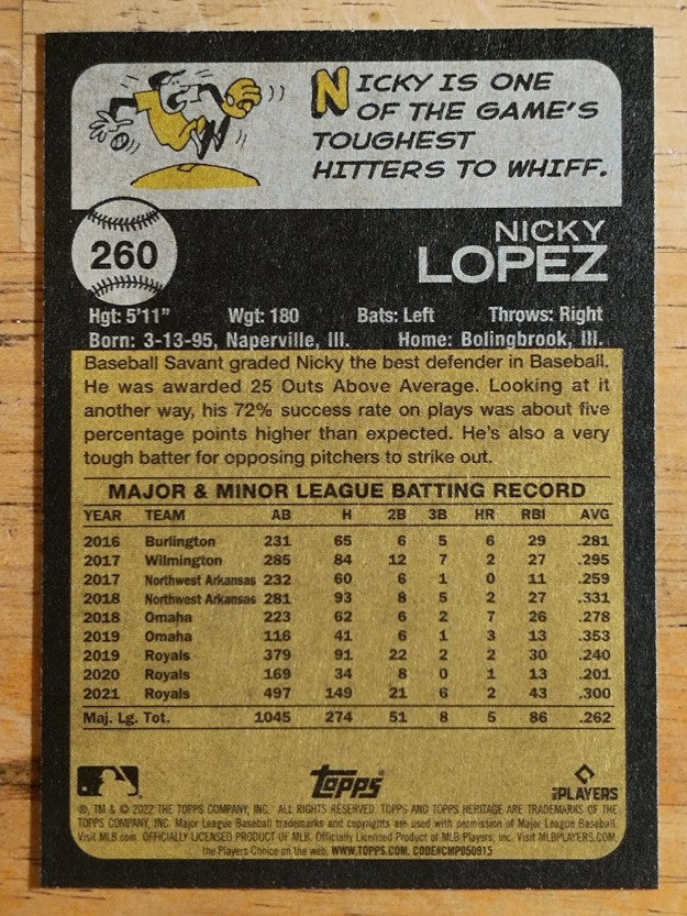 2022 Topps Heritage #260 Nicky Lopez